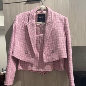 Zara 2-piece: Pink Textured Women's Blazer and Pants